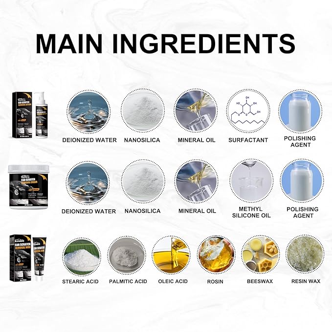 Wax Polishing Compound & Scratch Remover,Scratch Repair Wax for Car,Premium Car Scratch Remover Kit with Wipe & Sponge,White (Wax)