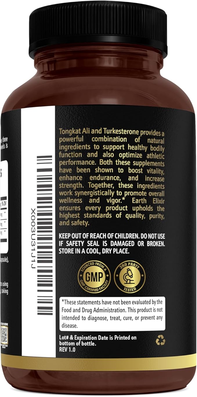 Turkesterone & Tongkat Ali for Men – Natural Testosterone Support, 2-in-1 High Potency Turkesterone Supplement for Men & Women - Made in USA & 3rd Party Tested