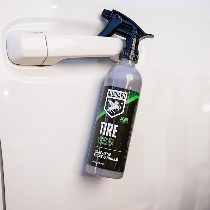 Tire GSS – XiO2™ Tire Shine Spray with Graphene Forms Tri-Molecular Bond to Rubber – Water-Resistant, Long-Lasting Protection – Satin Black Finish – Easy, No-Sling Application with Applicator Pad