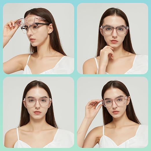 Alsenor Safety Glasses Anti Fog Goggles Fit Over Prescription Eyewear For ANSI Z87.1 Certified Oversized Eyeglasses For Men Women (Oversized-Pink)