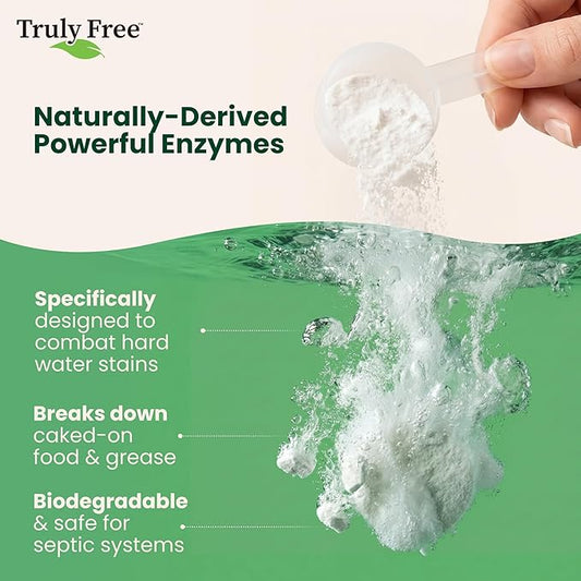 Truly Free Dishwasher Detergent Powder | Natural Dish Detergent, Dishwasher Soap | Plastic Free, Plant-Based, Clean, Heavy Duty Hard Water Stain & Grease Remover | Fragrance Free | 12.5 oz (Pack of 1)