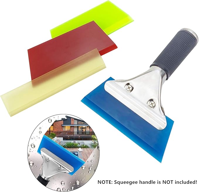 CARTINTS 2pack Mini Squeegee Rubber Squeegee, 5.1x 2 inch, for Cleaning Glass, Shower Door and Car Windows and Screen Printing, Blue/Green