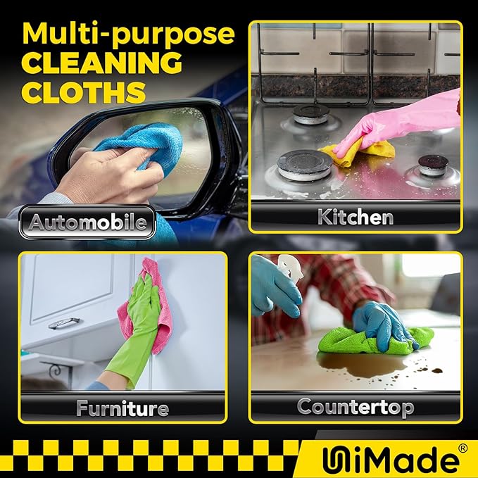 Microfiber Cleaning Cloth, 24 Pack Reusable Microfiber Towels for Cars Lint Free Cleaning Shop Towel Rags for Home Kitchen Automotive Bar Mechanic Restaurant Garage, 11"x 12", Multicolor