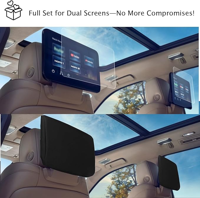 Sprinoily Dual Protection Kit for 2021-2026 Chevy Tahoe/Suburban & GMC Yukon 2-Pack Neoprene Covers + 2-Pack Tempered Glass Screen Protectors | Shockproof & Scratch Defense