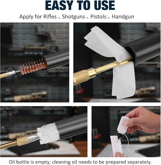 Universal Gun Cleaning Kit for All Caliber Compatible with Pistol Rifle Handgun Shotgun Hunting with Brass Rods and Cleaning Stand