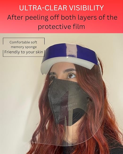 Mystic Romance 20 Pack Face Shields – Reusable Anti-Fog Full Face Protection – Clear Safety Gear for Work, Salons & Travel
