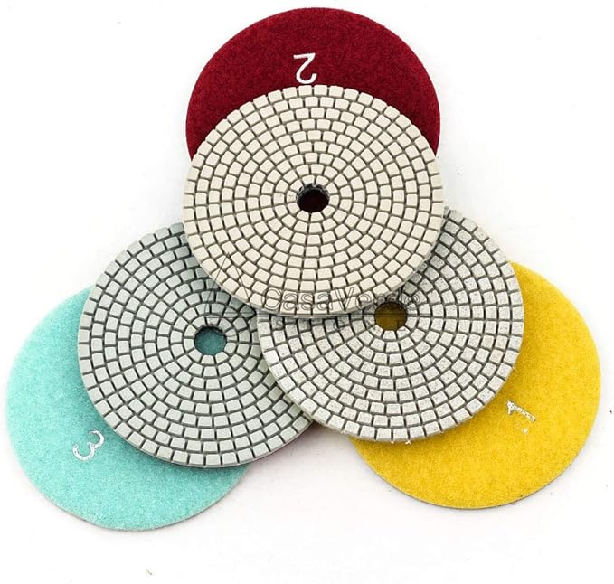 casaverde 4 Inch with 2.5mm Thickness Dry/Wet 3 Step Polishing Pads for Granite Marble Concrete Stone