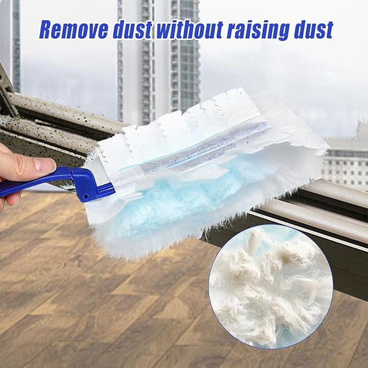 100 Pcs Duster Refills Bulk, Thickened Duster Refill Electrostatic Duster Head, Duster Refills for Cleaning with 4 Handles, Disposable Duster Refills for Cleaning Blinds, Ceiling Fans(Blue)