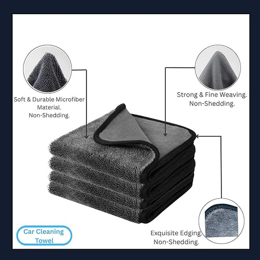 BlonBlon 8-Pack Microfiber Car Towels – Super Absorbent, Large Drying Towels for Cars (600 GSM, 16" x 12")