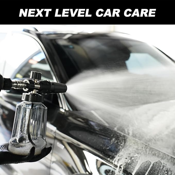 CORE JOY Professional Foam Cannon for Car Wash, Adjustable Spray Nozzle, 1L Soap Bottle