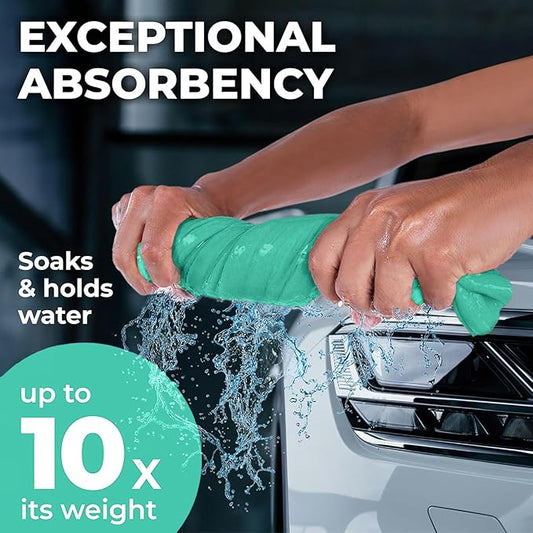 Premium XL Shammy Towel for Car - 2pk (34”x25”) - Super Absorbent Chamois Cloth - Spots & Scratch-Free - Reusable Car Drying Towel