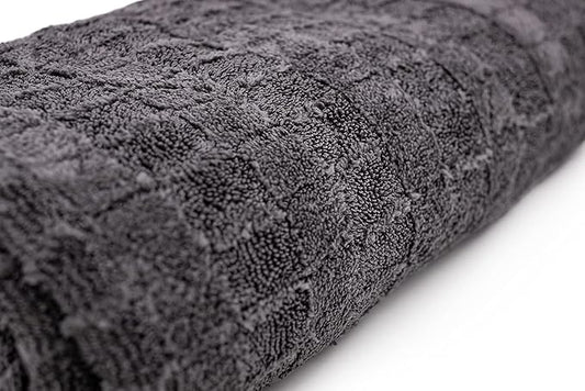 The Rag Company Gauntlet Car Drying Towel - 70/30 Korean Microfiber, Dries Faster Without Scratching, 900gsm, 15x24 inches, Ice Grey/Grey, 2-Pack