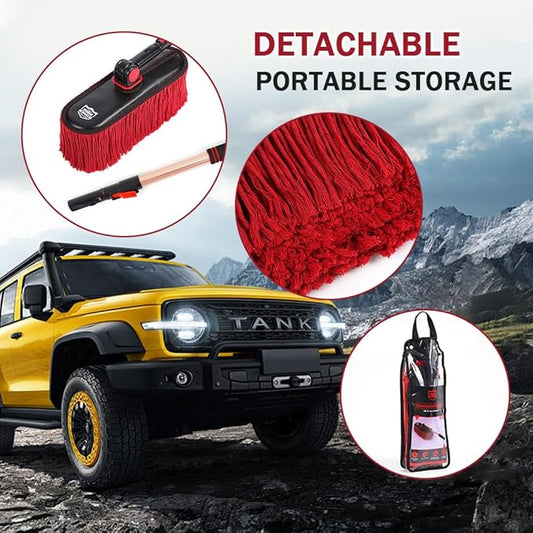 Car Duster Exterior Scratch Free-Stocking Stuffers Gifts for Men Women-Car Dust Brush with Extendable Telescoping Handle to Remove Dust Pollen,for Truck,and Motorcycle,Wax Cotton Hair