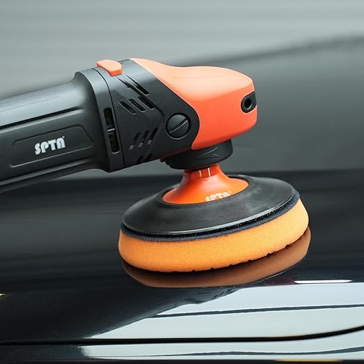 SPTA 2Pcs RO Rotary Flexible Backing Plate, Hoop-and-Loop Face PU Soft Backing Pad Used On Rotary Polisher Sander for Sanding Polishing Buffing Finishing (M14 Thread, Orange, 6Inch (150mm))