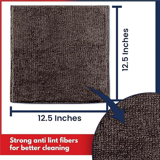 USANOOKS Microfiber Cleaning Cloth - 1200 Washes, Ultra Absorbent Towels Grip Root Weave Grime - 24pack - Brown