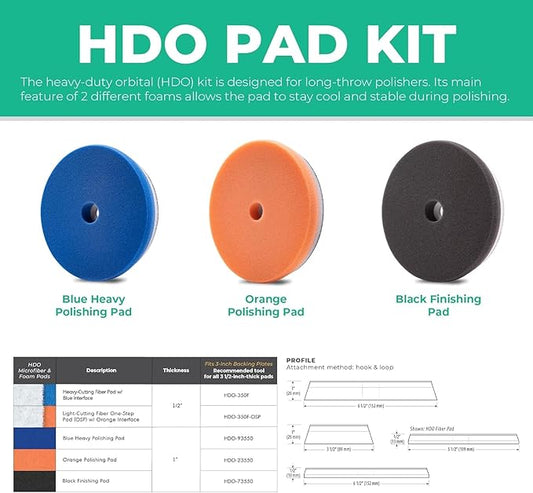 6.5" Lake Country HDO Orange Foam Polishing Pad (1-Pack) – Premium Heavy Duty Orbital Polishing Pad for Painted Surfaces – Fits 6" Backing Plate