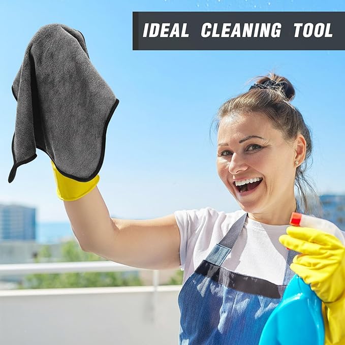 Tallew 18 Pcs Microfiber Towels 16 Inch x 16 Inch Microfiber Cloth Car Drying Towels for Cars Washing Polishing Office Windows Cleaning Household Supplies (Gray)