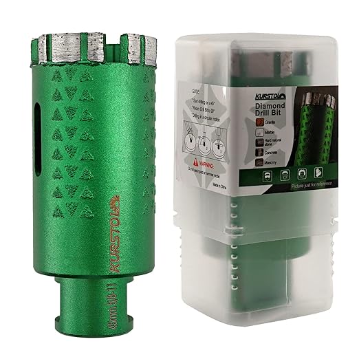 KURSTOL Diamond Core Drill Bits - 2pcs 1-3/4 Inch with 58-11 Thread Granite Hole Saw Dry or Wet Drilling Hard Stone Marble Concrete Quartz Countertop Laser Welded Masonry Coring(45mm)