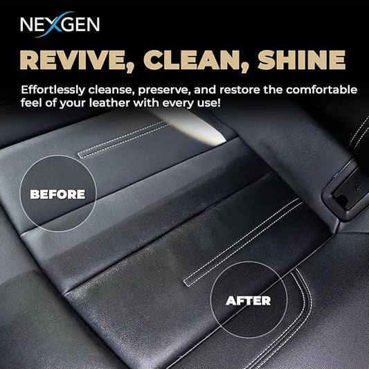 Nexgen Car Leather Cleaner - Quick Spray Car Interior Cleaner and Leather Restorer - Gentle Liquid Formula, Multi-purpose Leather Cleaner For Car, Couch, Boots, Purses, and More (16 Oz)