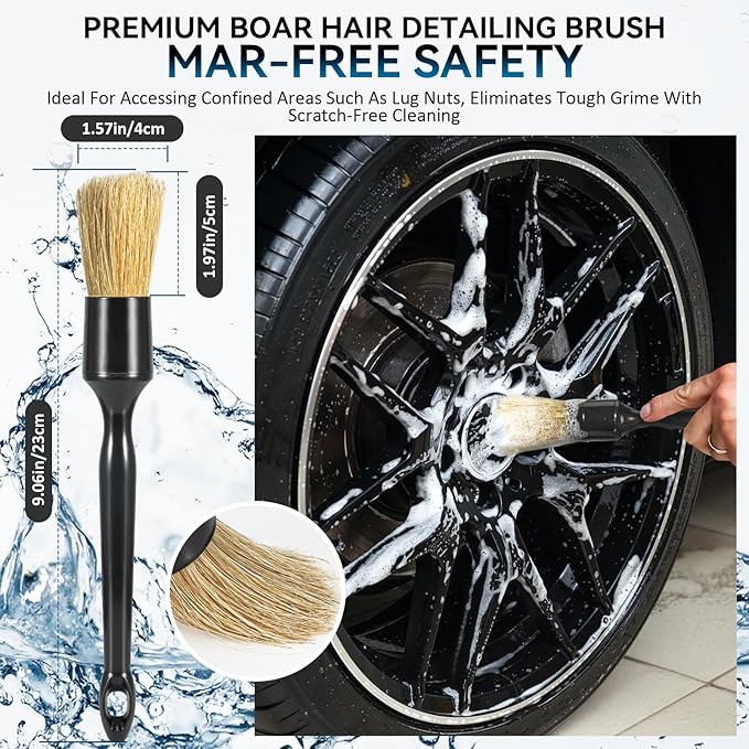 Eomarce Tire Brushes for Cleaning Tires, Car Wheel Brushes for Cleaning Wheels, Rim Cleaner Brush for Car Detailing, Premium Wheel Cleaner Brush Kit Safe for Cars, Trucks, SUVs, RVs, Motorcycles