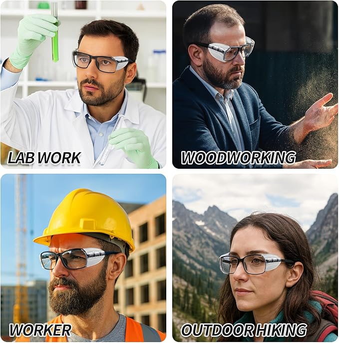 Creztail Flexible Glasses Side Shields, Slip-On Safety Shields for Eyeglasses, Side Guards for Standard Frames