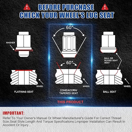 JiiinMiiin 20PCS M12x1.5 Lug Nuts Chrome 6 Spline Tuner, Closed End Aftermarket Locking Lugnuts 1.38 inch Length with 1 Socket Key 60 Degree Conical/Cone Bulge Seat
