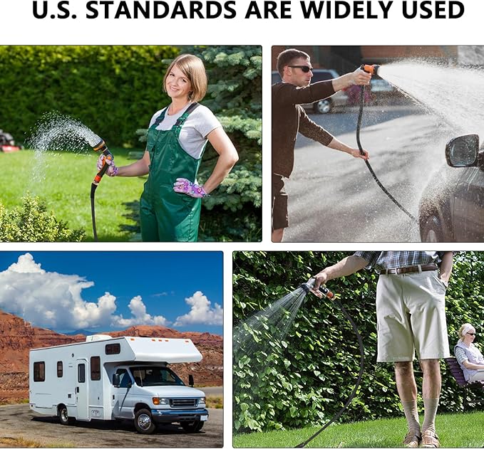 Upgraded Anti-Kink 50FT Non-Expanding Garden Hose, Flexible and Tough, Lightweight and Sturdy for Outdoor, Yard, Lawn, Car Wash, Marine, and Camper Use,and All-Season Use. U.S Standards Brass Fitting