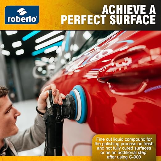 ROBERCAR F910 Fine Cut Liquid Compound - Premium Buffing, Cutting, & Polishing Compound for Automotive Paint Restoration, Polishing Kit - 1KG - High-Gloss Finish