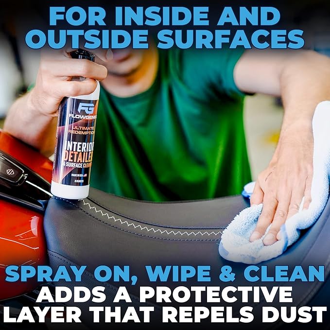 Flowgenix Interior Car Cleaner and Protectant Spray - Interior Detailer and Restoration for Seats, Upholstery, Dashboard, Vinyl, Trim & more - Automotive Detailing Spray for Cars, Motorcycle, RV