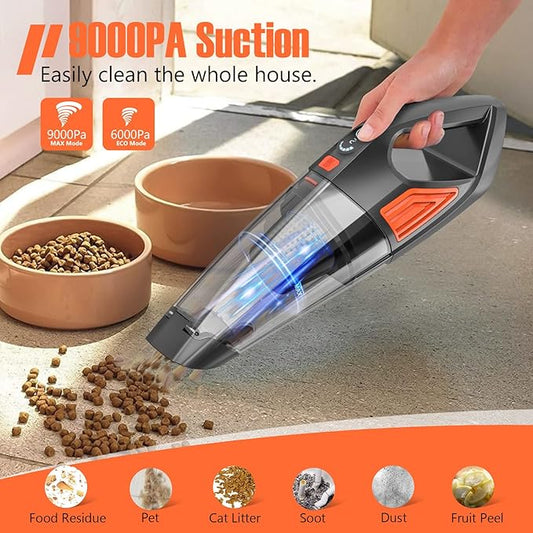 ATONEP Handheld Vacuum Cordless Cleaner,Powerful Portable and Dust Buster Hand Vcauum Rechargeable with Large-Capacity Battery for CarPetOfficeHome (Mixed Colors) (Dark Purple)