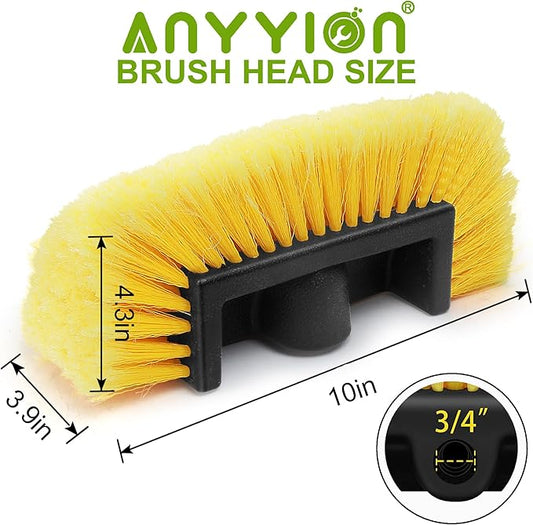 Anyyion 10 Inch Car Wash Brush Head,Soft Bristle, Auto RV Truck Boat Camper Exterior Washing Cleaning (2PCS, Yellow)