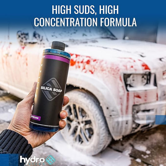HydroSilex Ceramic High Foaming Silica Soap SIO2 Infused. Hydrophobic Coating Car Wash Soap for Paint, Vinyl, Rubber & Plastic (16oz)