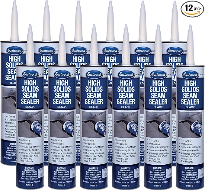 Eastwood Flexible Insulated Waterproof Black Seam Sealer Cartridge Floor Trunk Fender | 12 Pack