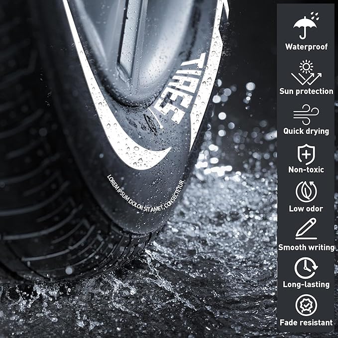 SELEAD Tire Marker White - 8 Pack Paint Pens for Car Tires Lettering, Premium Professional Oil-based Ink, Waterproof Non-Fading Permanent Markers
