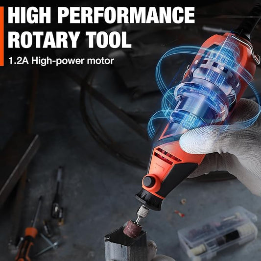 ValueMax Power Rotary Tool Kit, 1.2-Amp Variable Speed Corded Rotary Tool with 120 Pcs Accessories for Crafting, Including Carving, Engraving, Sanding, Polishing, Cutting tools and Carrying Bag