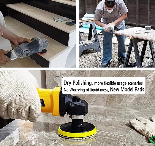 16 Packs Dry Diamond Polishing Pads Set, 4 Inch Dry/Wet Granite Bufffing Pad for Marble Quartz Concrete Stone Tiles - High Temperature Resistance Sanding Kit for Grinder Polisher Drill