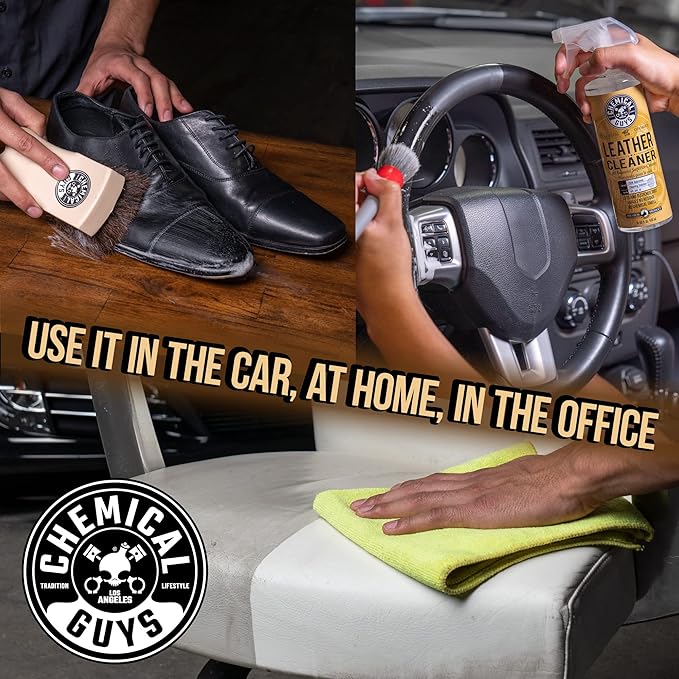 Chemical Guys Leather Cleaner, Colorless and Odorless for Car Interiors, Furniture, Boots, and More (Works on Natural, Synthetic, Pleather, Faux Leather and More), 32 fl oz - SPI_208_32
