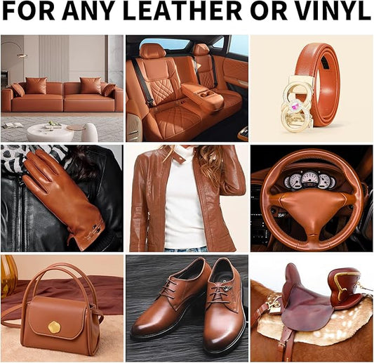 Leather Recoloring Balm,8.5oz Leather Color Restorer,Light Brown Leather Repair kit for Furniture and Car Interior,Leather Couch Scratch Repair,Leather Dye Paint for Faded,Cracked and Damaged Leather