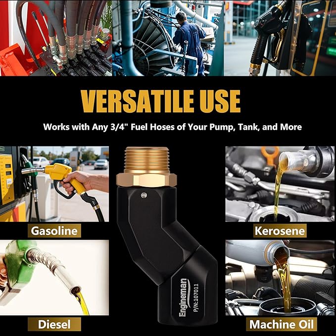 2pcs 3/4" NPT Fuel Hose Swivel - Multi-Plane 360° Rotating Connector for Fuel, Water, Diesel, Gasoline, Kerosene Transfer Pumps, Tanks, Nozzles