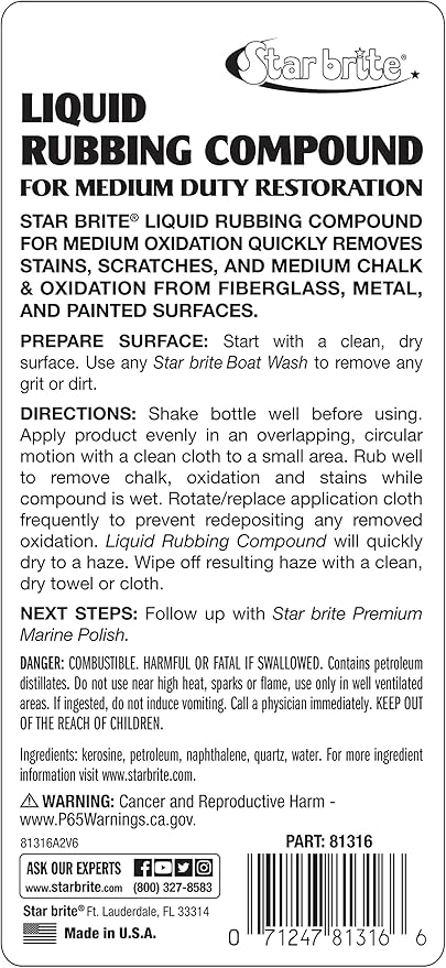 STAR BRITE Liquid Rubbing Compound 16 oz. Oxidation & Scratch Remover