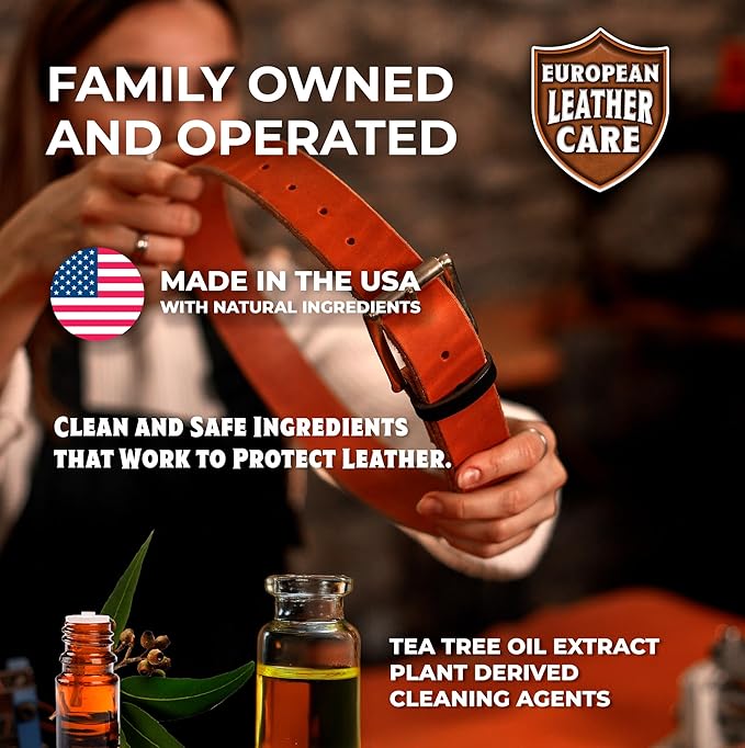 European Leather Care Leather 4 oz Conditioner for Leather Couch, Furniture, Shoe, Leather Jacket, Purse, Boot Cleaner, Leather Conditioner Car Leather Cleaner Leather Repair Restorer All Natural USA