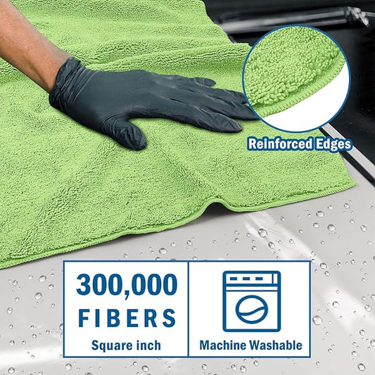 HOMEXCEL Professional Large Microfiber Car Drying Towels 2 Pack-31" x 24", Lint Free, Scratch Free, Highly Absorbent Drying Towel for Cars, SUVs, RVs, Trucks, and Boats, Dark Green