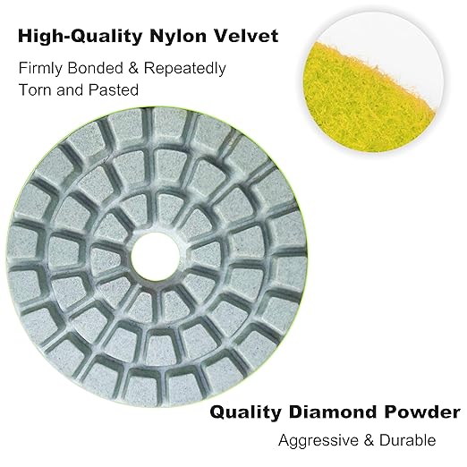 Waies 11 PCS 2 Inch Diamond Polishing Pads Kit Wet/Dry 50-10000 Grit for Concrete Stone Edge Granite Tile Marble Rock Countertop Quartz for Drill Grinder Polisher