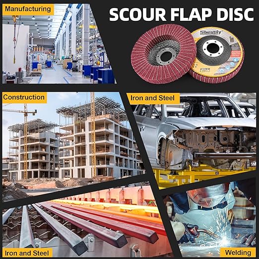Sbestily 10Pcs 240 Grit Scour Flap Disc 4 1/2 Inch Coarse Polishing Grinding Wheel for Metal Stainless Steel Angle Grinder Scouring Pads Scuff Sanding Discs Paint Rust Remover