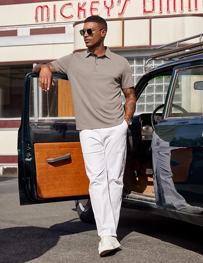 COOFANDY Mens Polo Shirts Short Sleeve Casual Summer Polo Tee Classic Collared Golf Stylish Tops