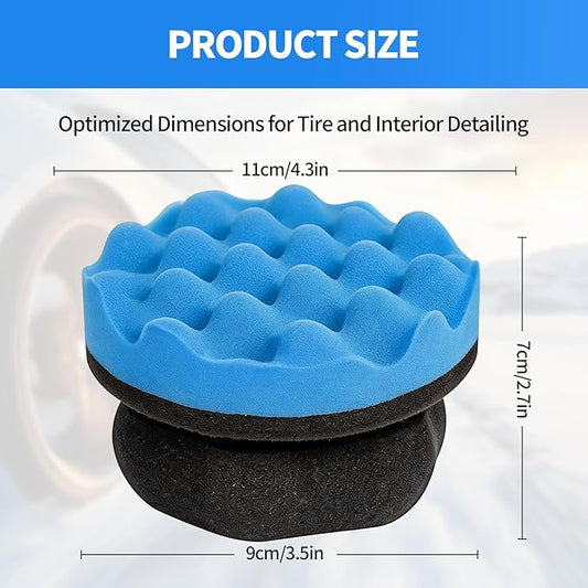2 Pack Tire Shine Applicator Pad,Wave Pattern Tire Dressing Applicator Sponge, Car Cleaning Supplies After Car Wash Tire Cleaner,Reusable Foam Pad for All Tire Types & Interior Cleaning