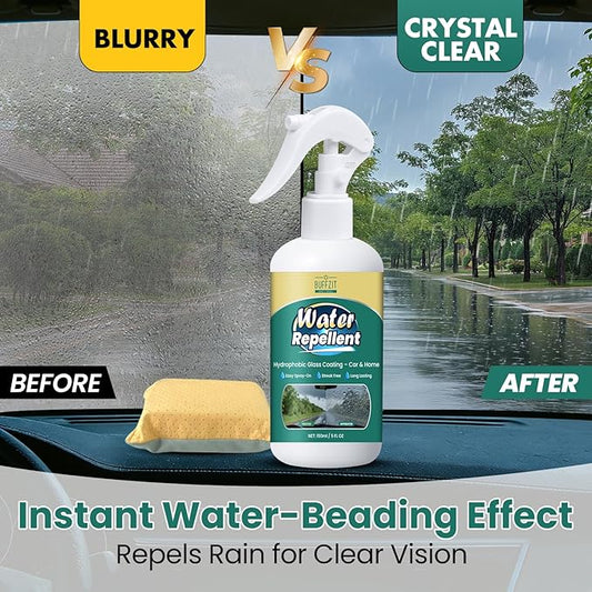 BUFFZIT Water Repellent Spray Car Windshield Rain Repellent, Long Lasting Hydrophobic Waterproof Glass Treatment, Streak-Free Clear Vision for Automotive Glass, Windows & Mirrors, 5 fl oz / 150ml