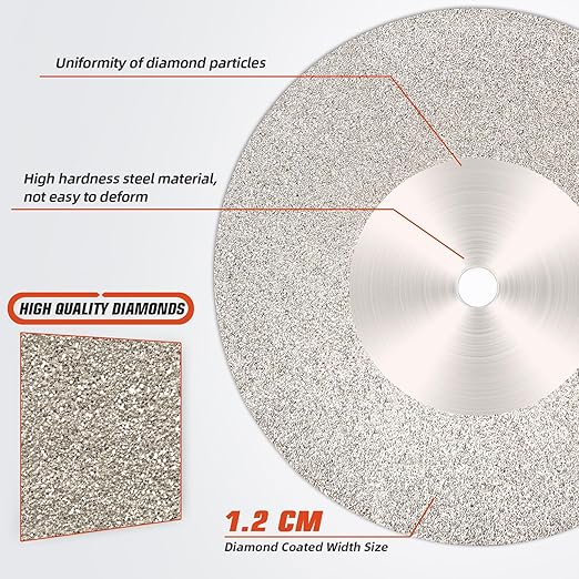 SI FANG 5Pcs 60mm Diamond Cutting Disc Cut Off Wheels with 5Pcs Mandrel 1/8'' Shank Stone Blade for Rotary Tool Drill Attachment Cutting Discs Polishing Glass Tiles Marble Plastic Jade (2.4in)