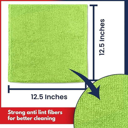 USANOOKS Microfiber Cleaning Cloth Light Green - 50 Pcs 12.5"x12.5" - High Performance - 1200 Washes, Ultra Absorbent Towels Weave Grime & Liquid for Streak-Free Mirror Shine - Car Washing Cloth
