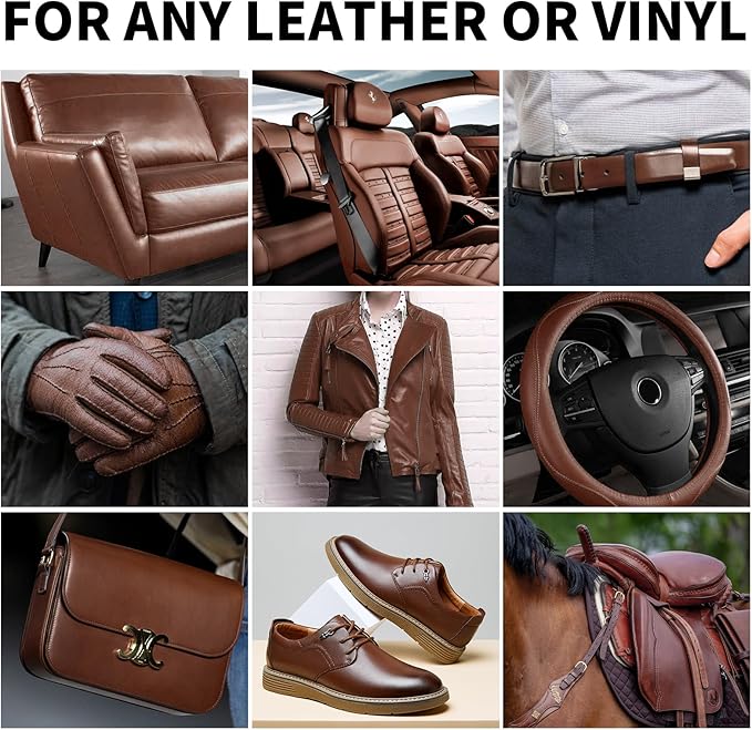 WEYSTOM Leather Recoloring Balm, 12oz Large Size Leather Dye, Color Restorer, Scratch Repair, Furniture & Couch Restorer Kit, Repair Kit for Furniture(Medium Brown)